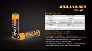 Fenix 14500 - 800mAh - Acumulator - ARB-L 14-800